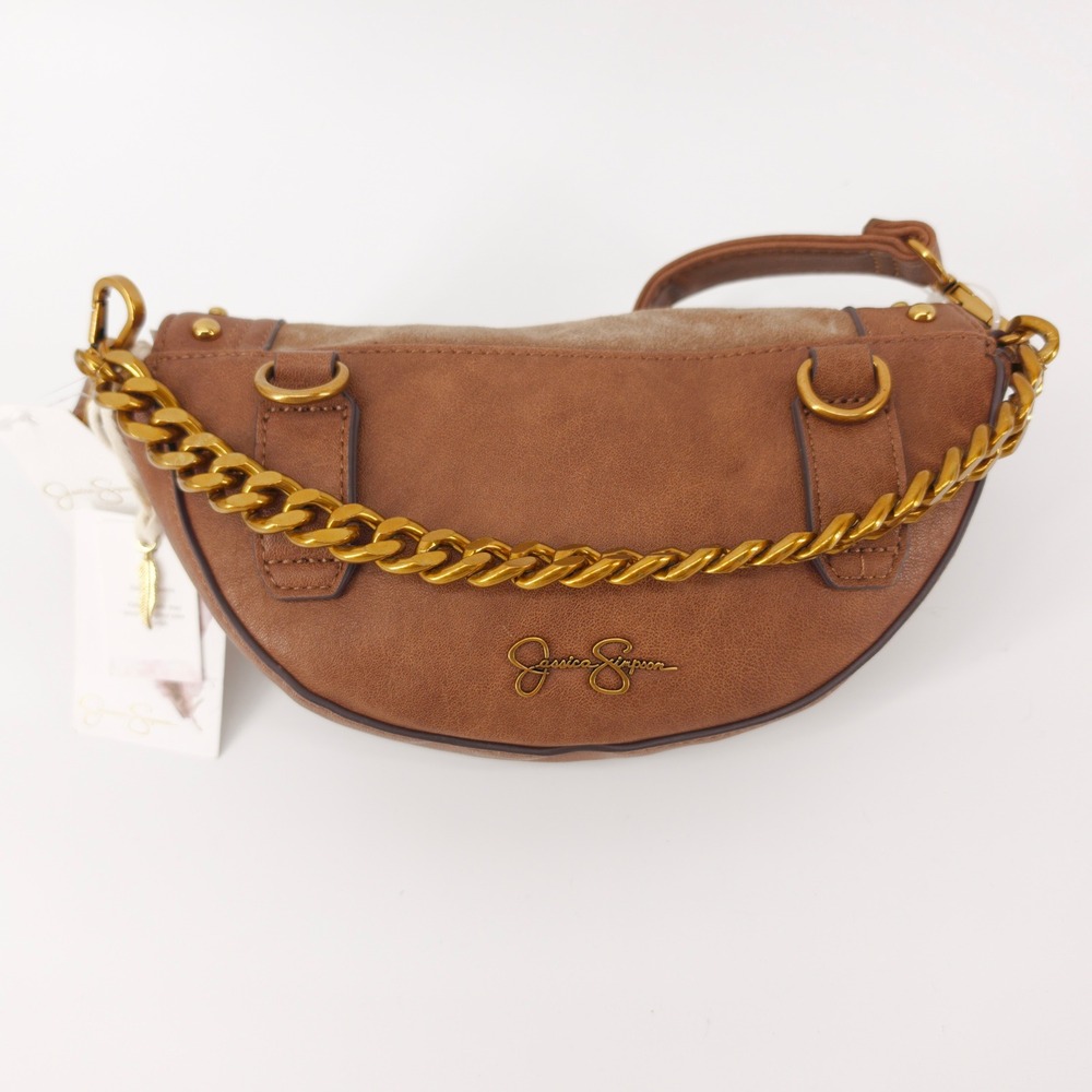 Jessica‎ Simpson Women Lexie Belt Bag Brown One Size Studded Chain